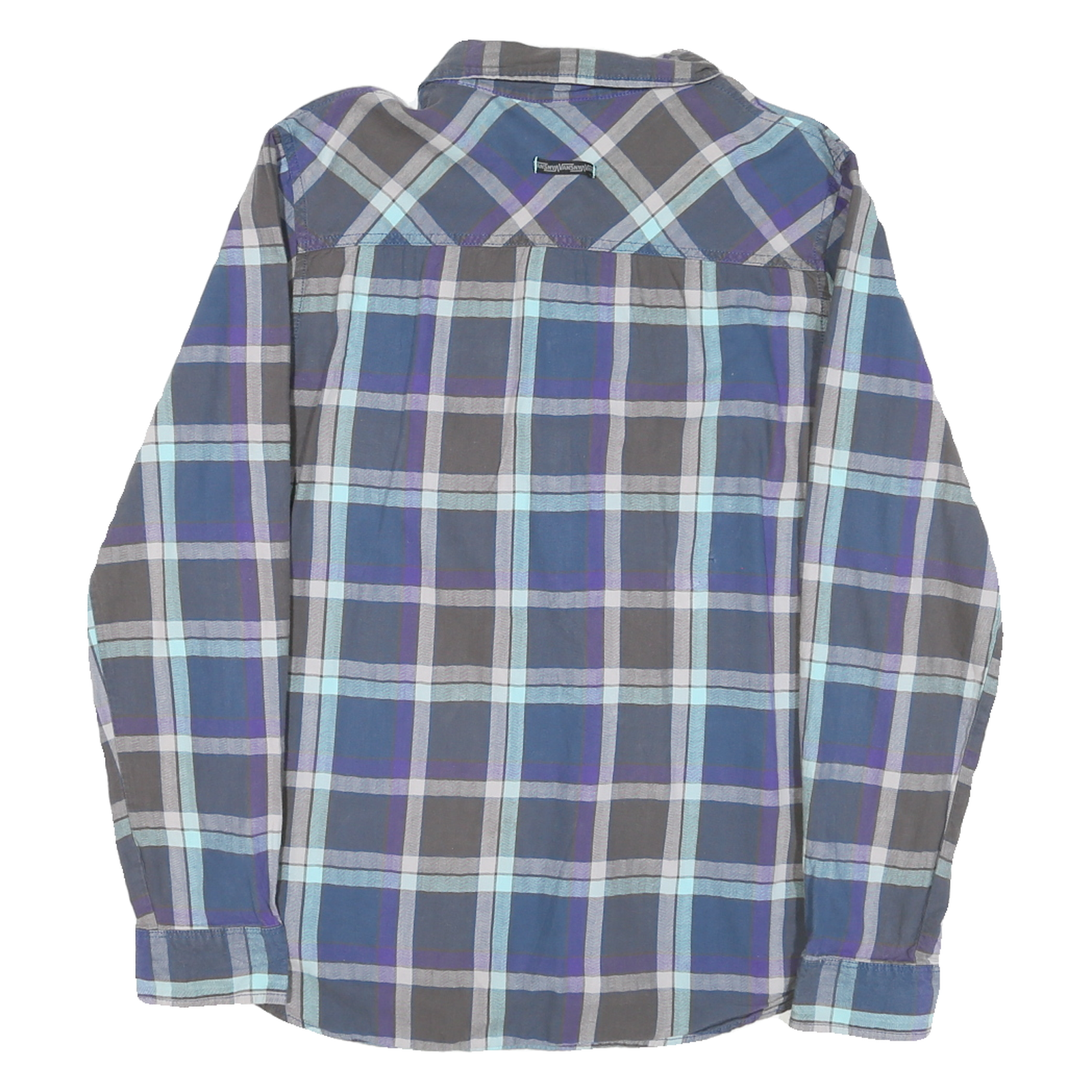 VANS Mens Blue Grey Plaid Shirt M Cotton Blend Long Sleeve Button Closure