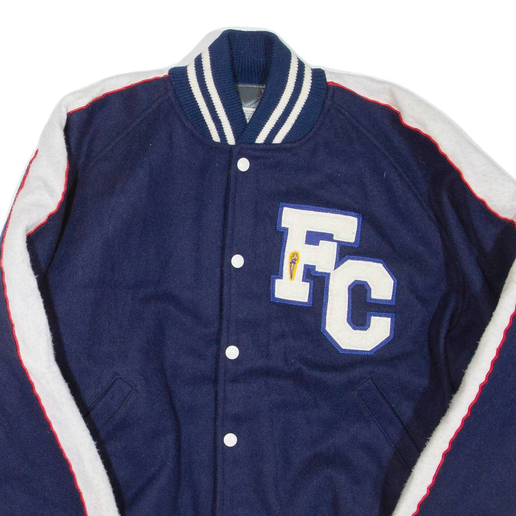 FC Mens Jacket Blue Leather Wool L