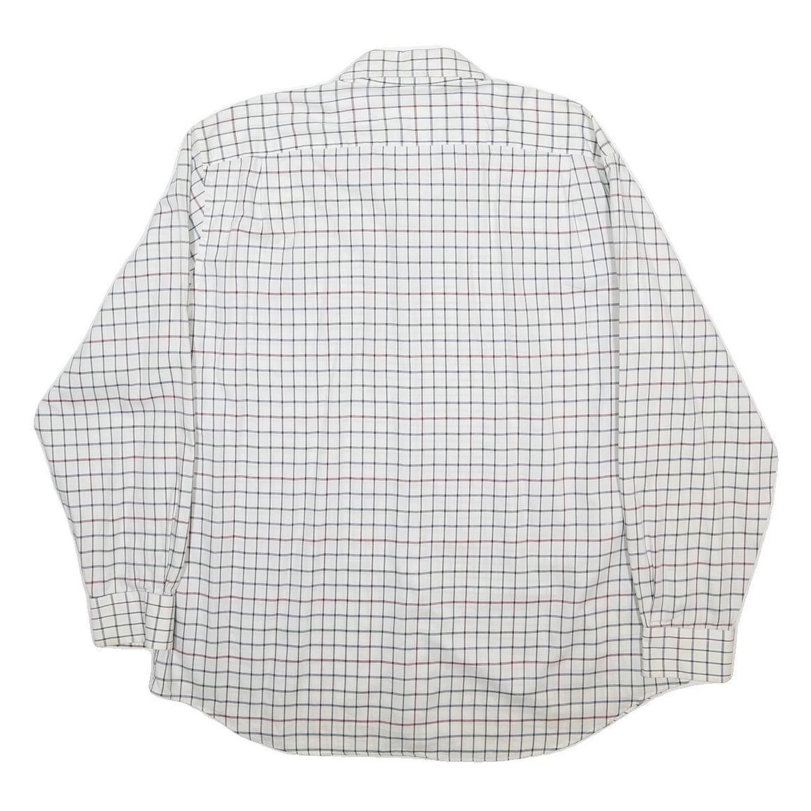 NAUTICA Mens White Blue & Red Checked Shirt XL Cotton Long Sleeve Classic Fit