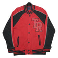 TRUE RELIGION Mens Red & Black Varsity Jacket M Cotton Button Bomber Style