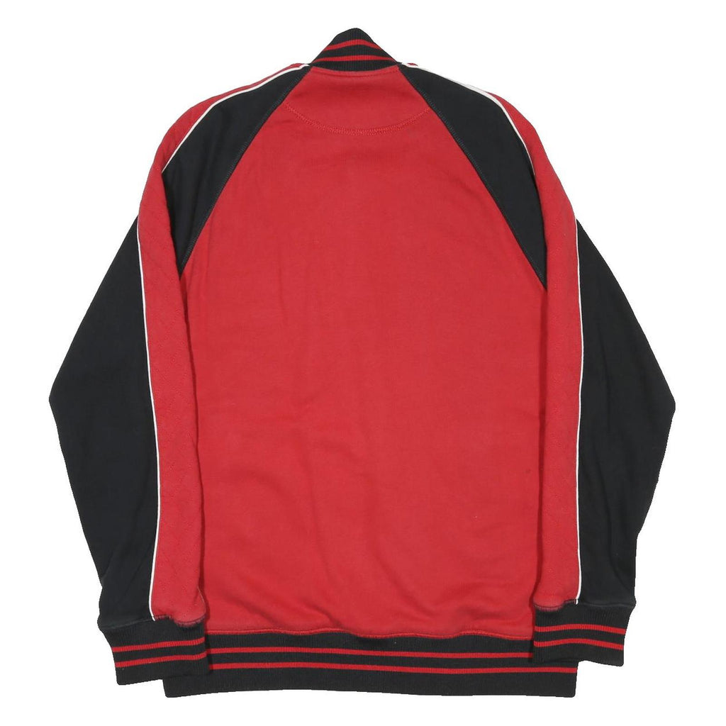 TRUE RELIGION Mens Red & Black Varsity Jacket M Cotton Button Bomber Style