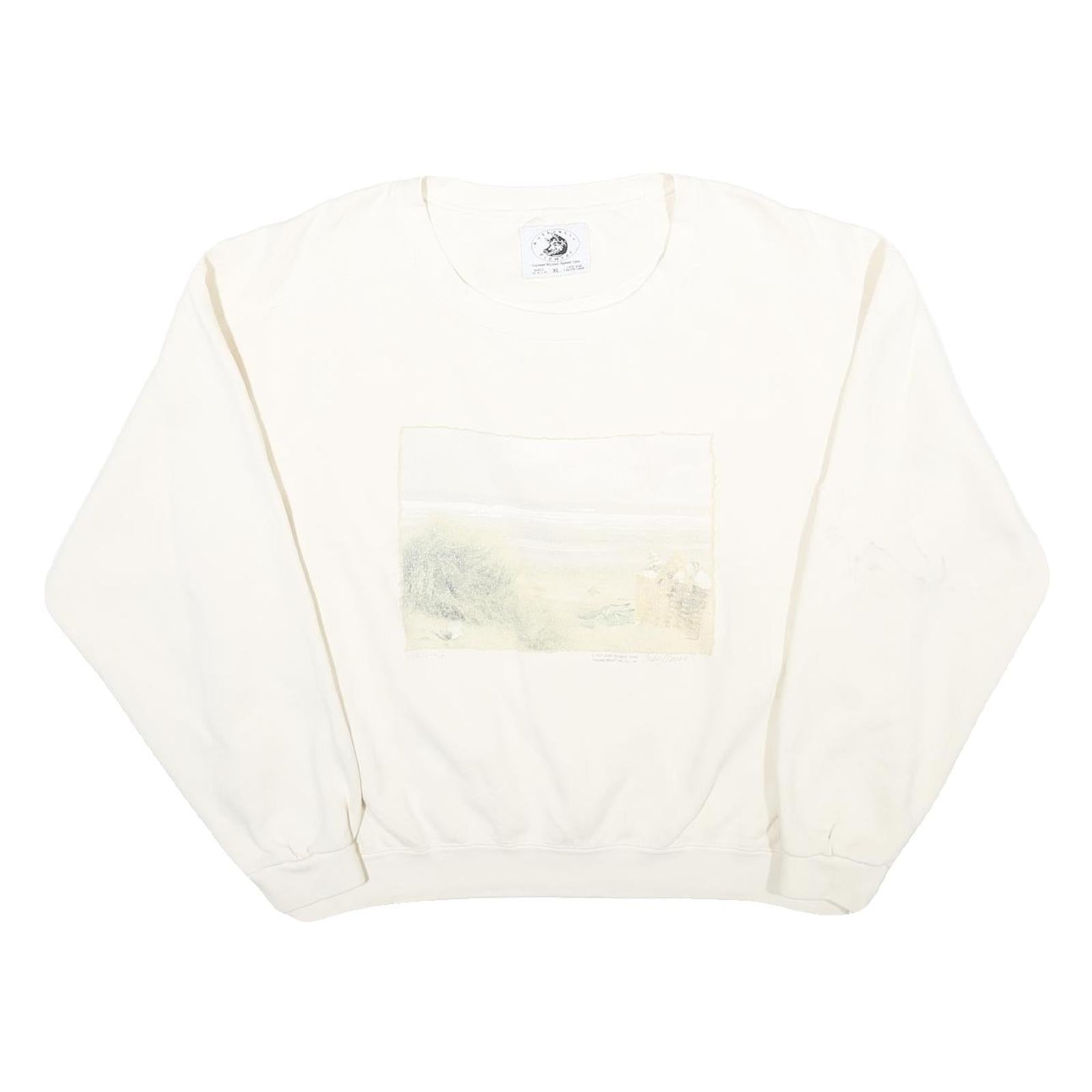 AUTHENTIC PIGMENT Womens Cream XL Crew Neck Cotton Blend Pullover Sweatshirt