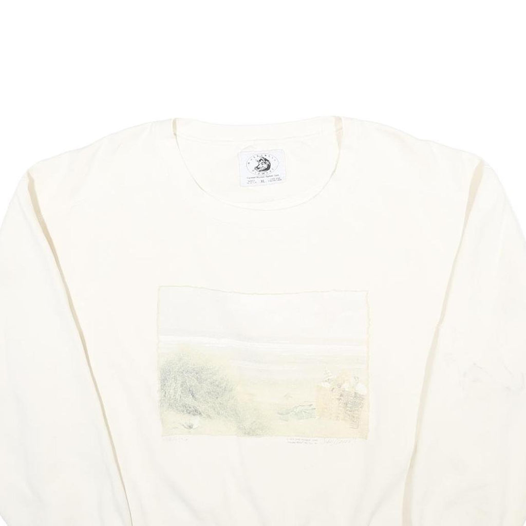 AUTHENTIC PIGMENT Womens Cream XL Crew Neck Cotton Blend Pullover Sweatshirt