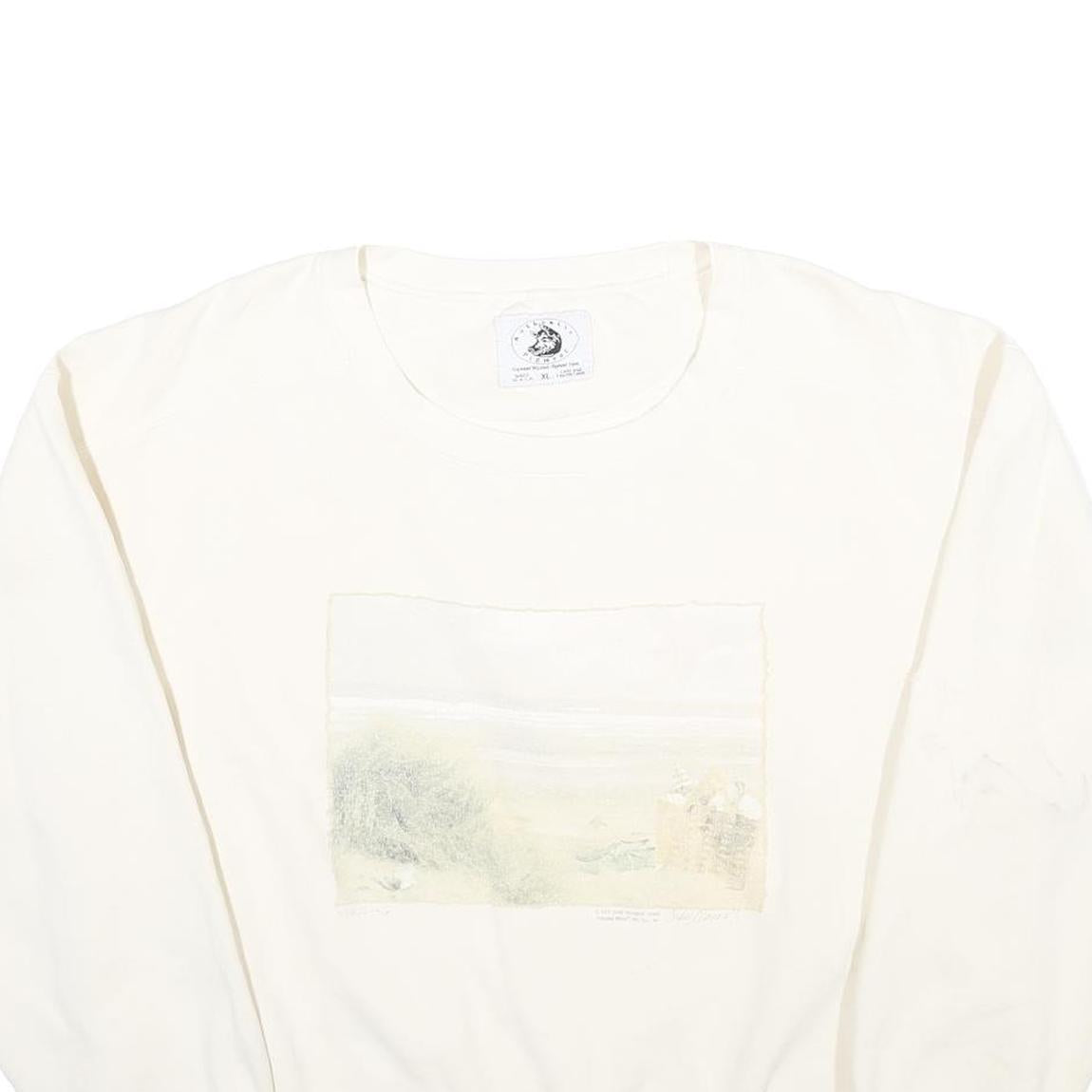 AUTHENTIC PIGMENT Womens Cream XL Crew Neck Cotton Blend Pullover Sweatshirt