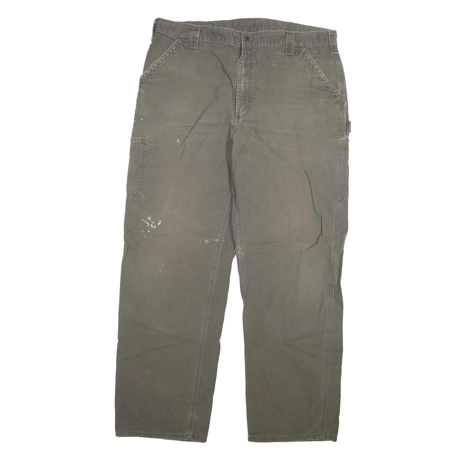 CARHARTT Mens Cotton Blend Grey Relaxed Straight Trousers W40 L34 Workwear