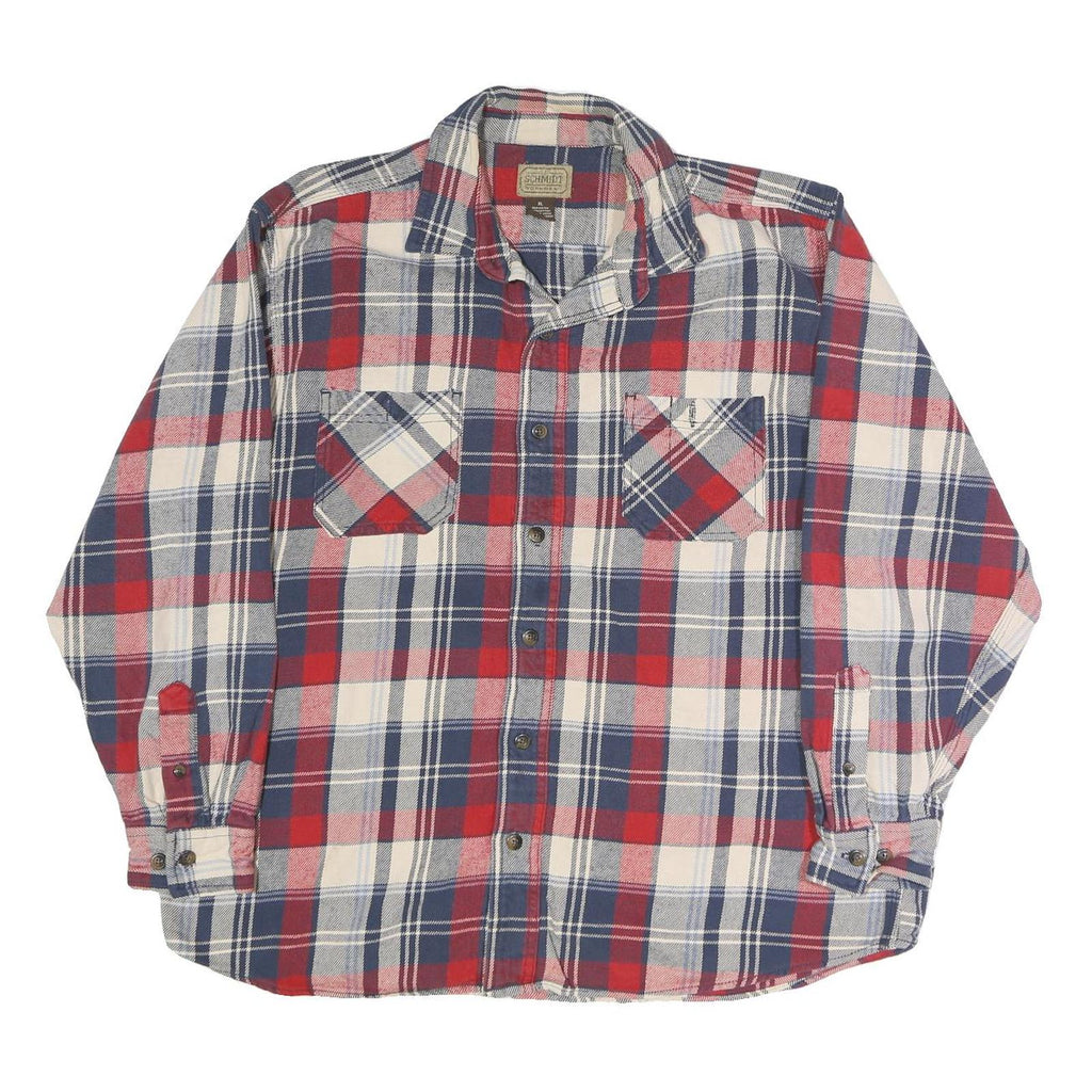 SCHMIDT Mens Red & Blue Check Shirt XL Cotton Blend Casual Button-Up