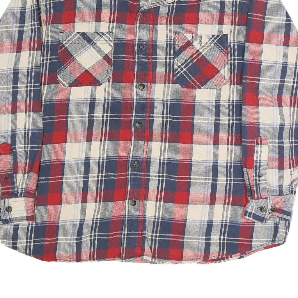 SCHMIDT Mens Red & Blue Check Shirt XL Cotton Blend Casual Button-Up