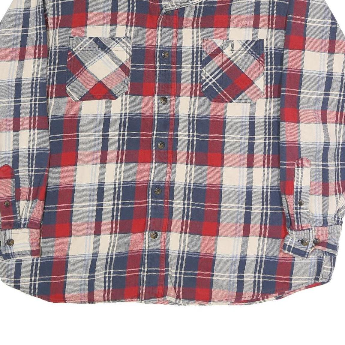 SCHMIDT Mens Red & Blue Check Shirt XL Cotton Blend Casual Button-Up