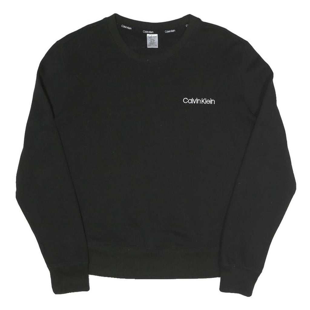 CALVIN KLEIN Womens Black Crew Neck Sweatshirt Pullover S Cotton Blend Jersey