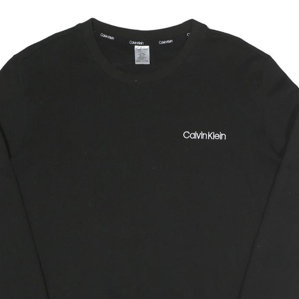 CALVIN KLEIN Womens Black Crew Neck Sweatshirt Pullover S Cotton Blend Jersey