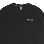 CALVIN KLEIN Womens Black Crew Neck Sweatshirt Pullover S Cotton Blend Jersey