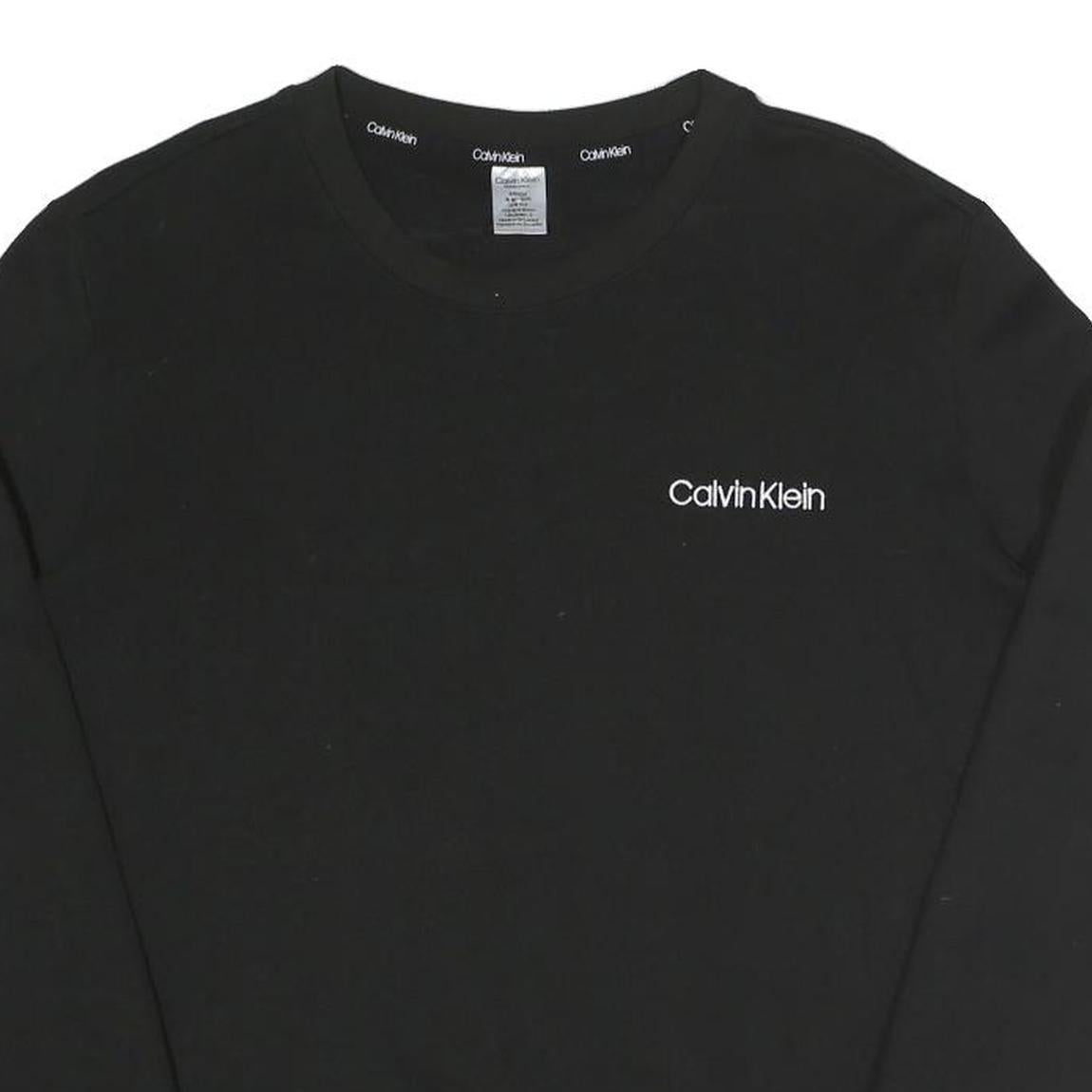CALVIN KLEIN Womens Black Crew Neck Sweatshirt Pullover S Cotton Blend Jersey