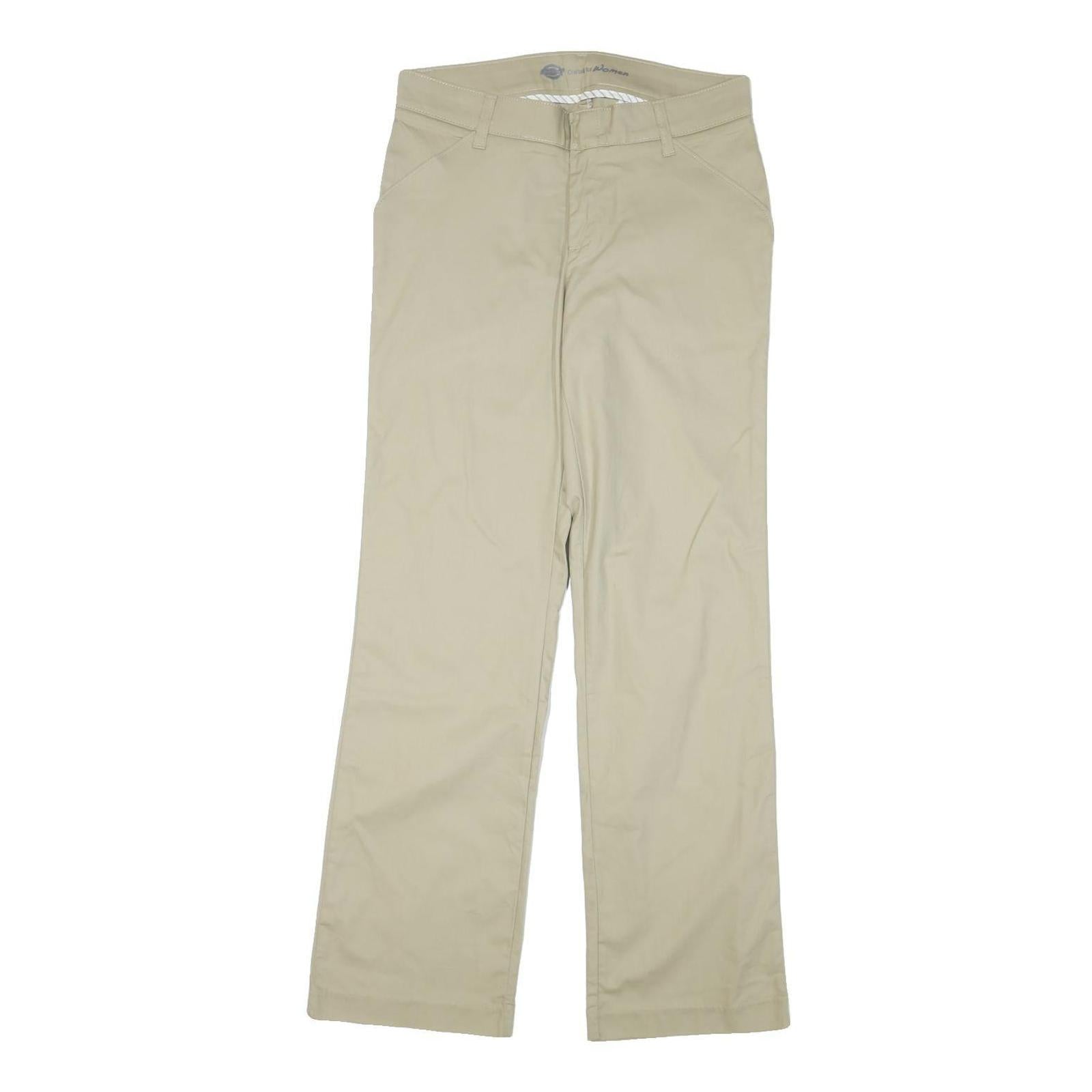 DICKIES Womens Cotton Blend Beige Regular Straight Trousers W30 L32 Workwear