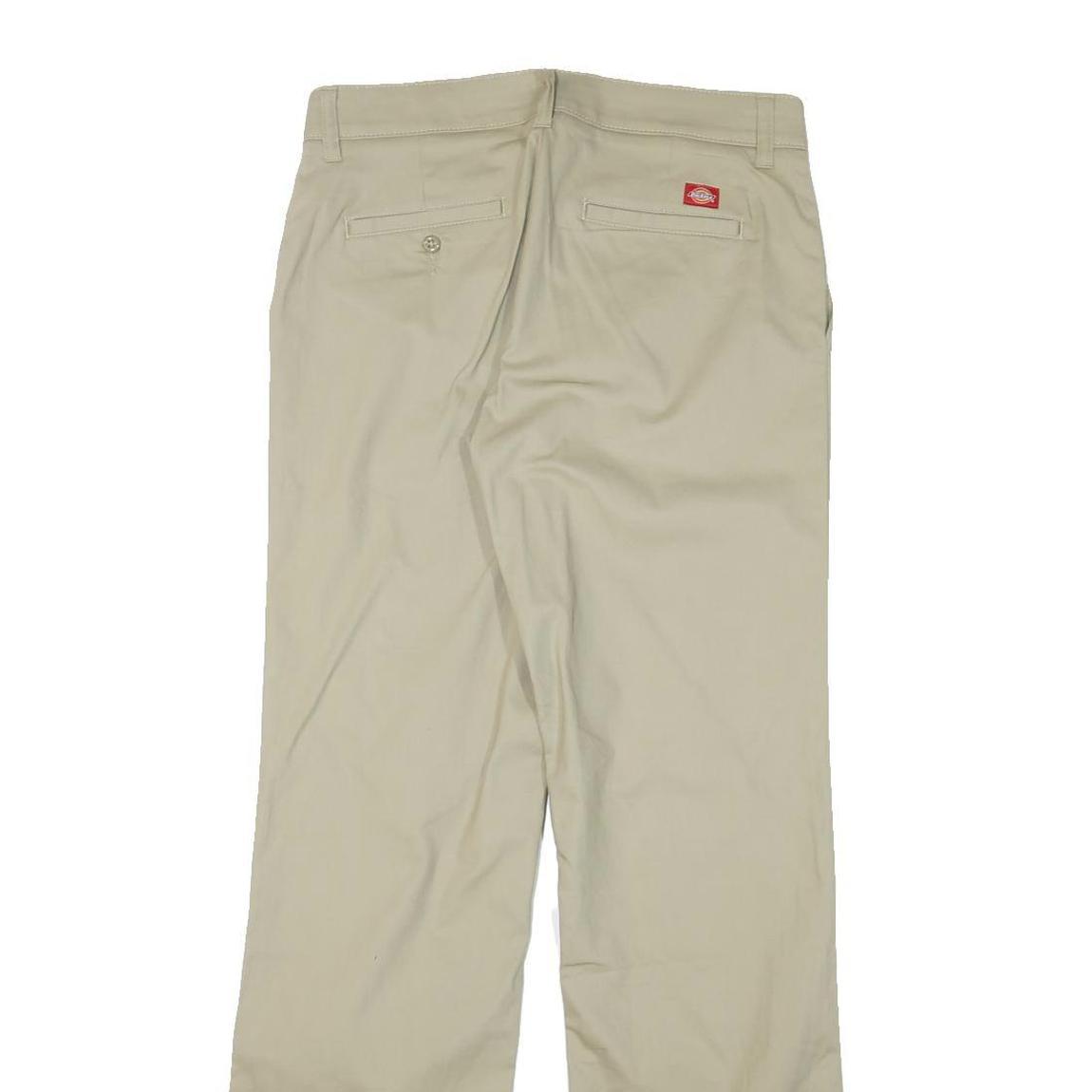 DICKIES Womens Cotton Blend Beige Regular Straight Trousers W30 L32 Workwear
