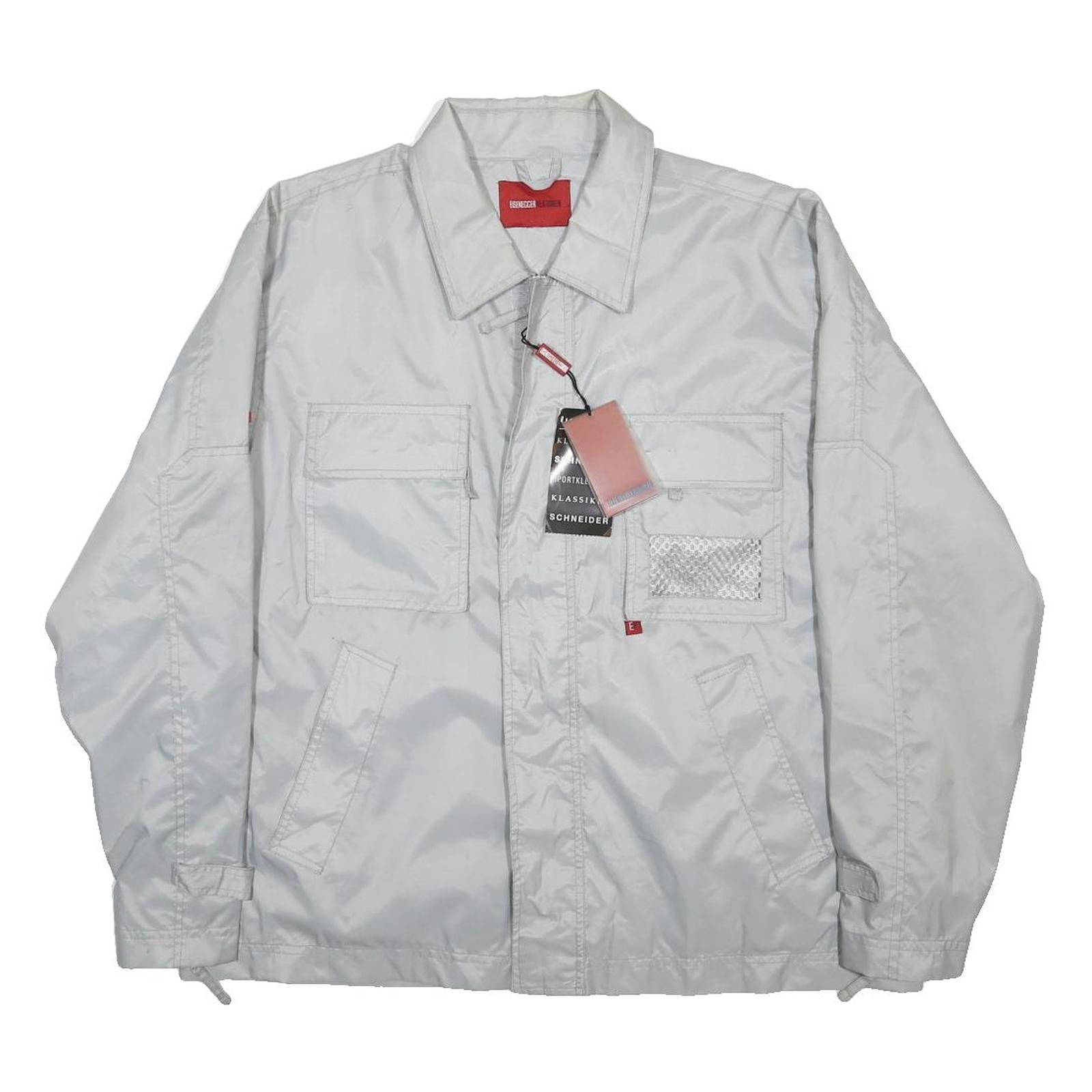 EISNEGGERKLASSIKER Mens White Nylon Zip Jacket L Casual Classic Outdoor
