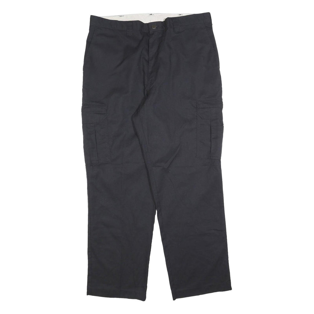 DICKIES Mens Cotton Blend Black Regular Fit Straight Leg Trousers W38 L32