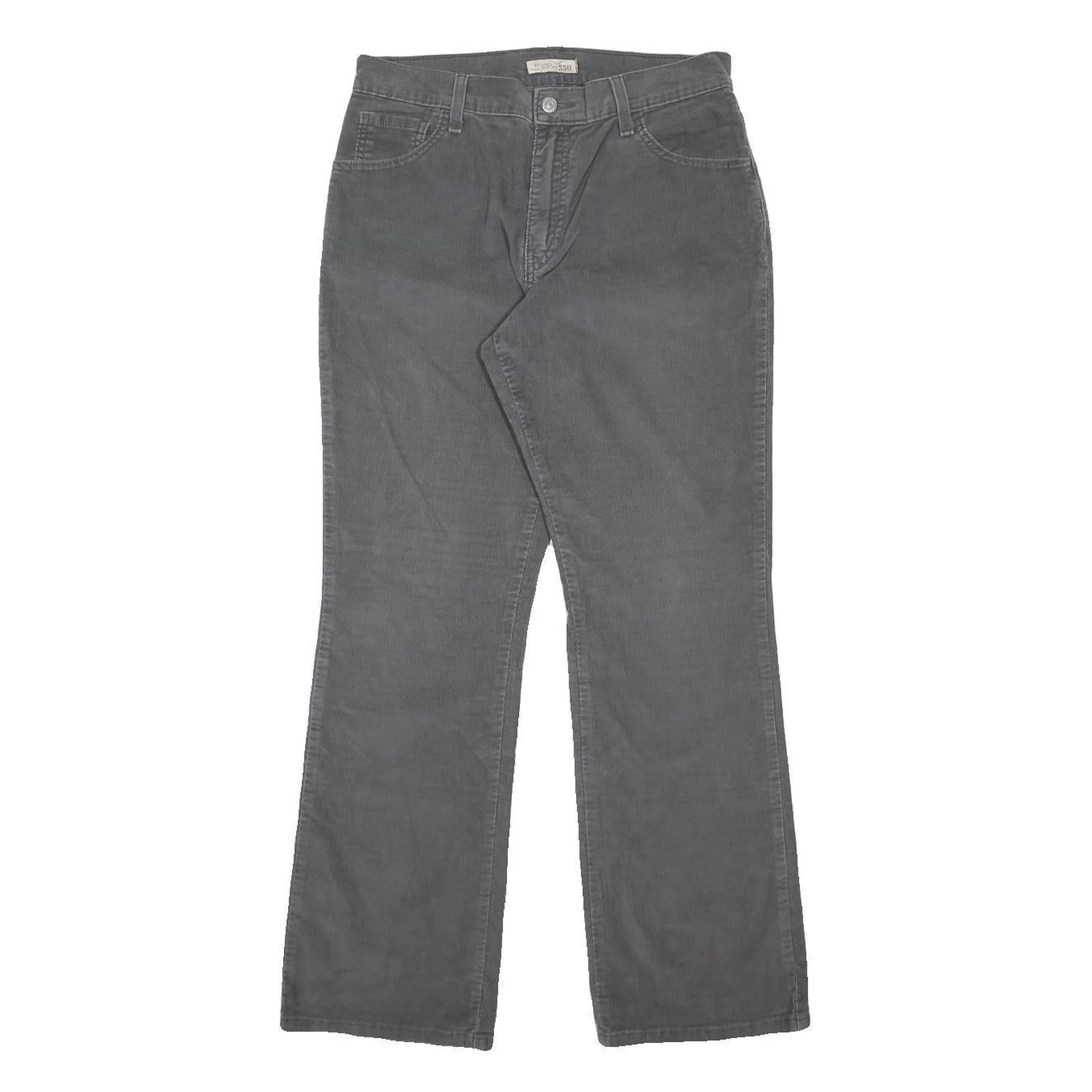 LEVI'S Womens Cotton Blend Grey Relaxed Straight Trousers W30 L30 Casual Zip
