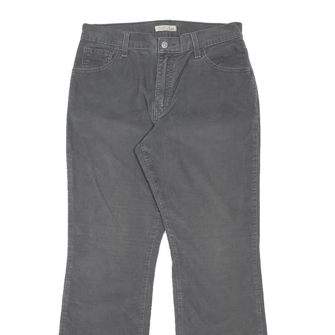 LEVI'S Womens Cotton Blend Grey Relaxed Straight Trousers W30 L30 Casual Zip