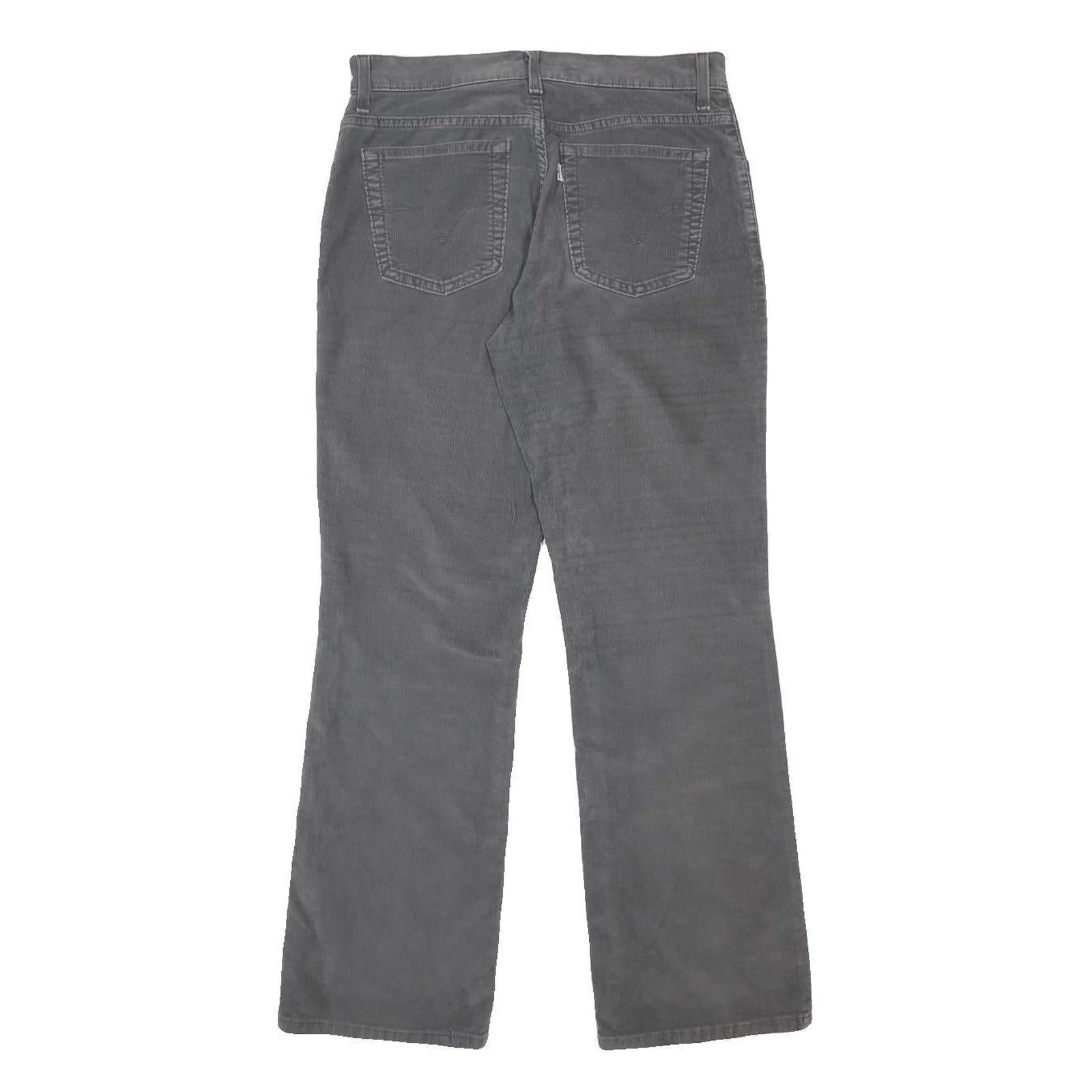LEVI'S Womens Cotton Blend Grey Relaxed Straight Trousers W30 L30 Casual Zip