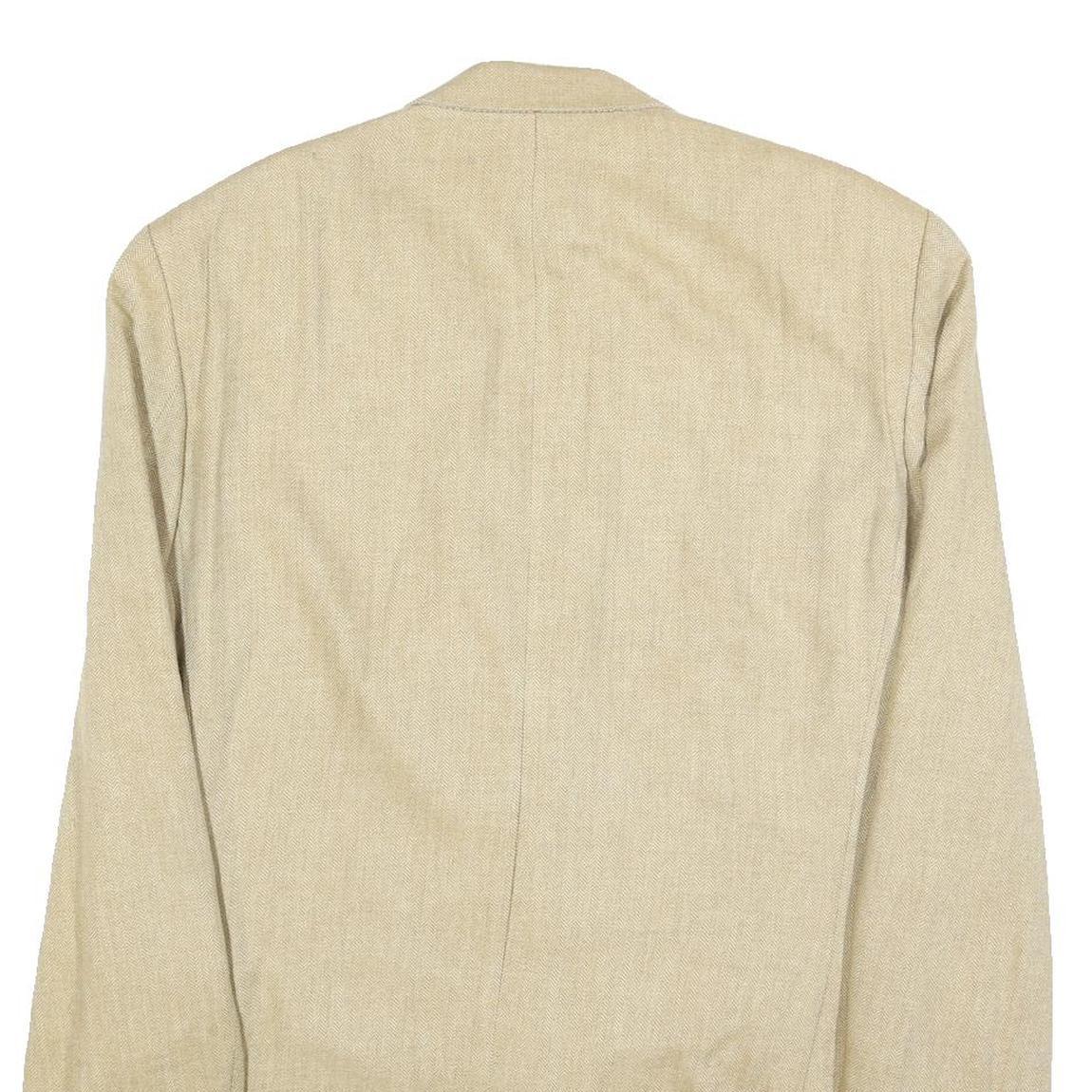 YVES SAINT LAURENT Mens Beige Silk Blend Tailored Button Jacket L Plain