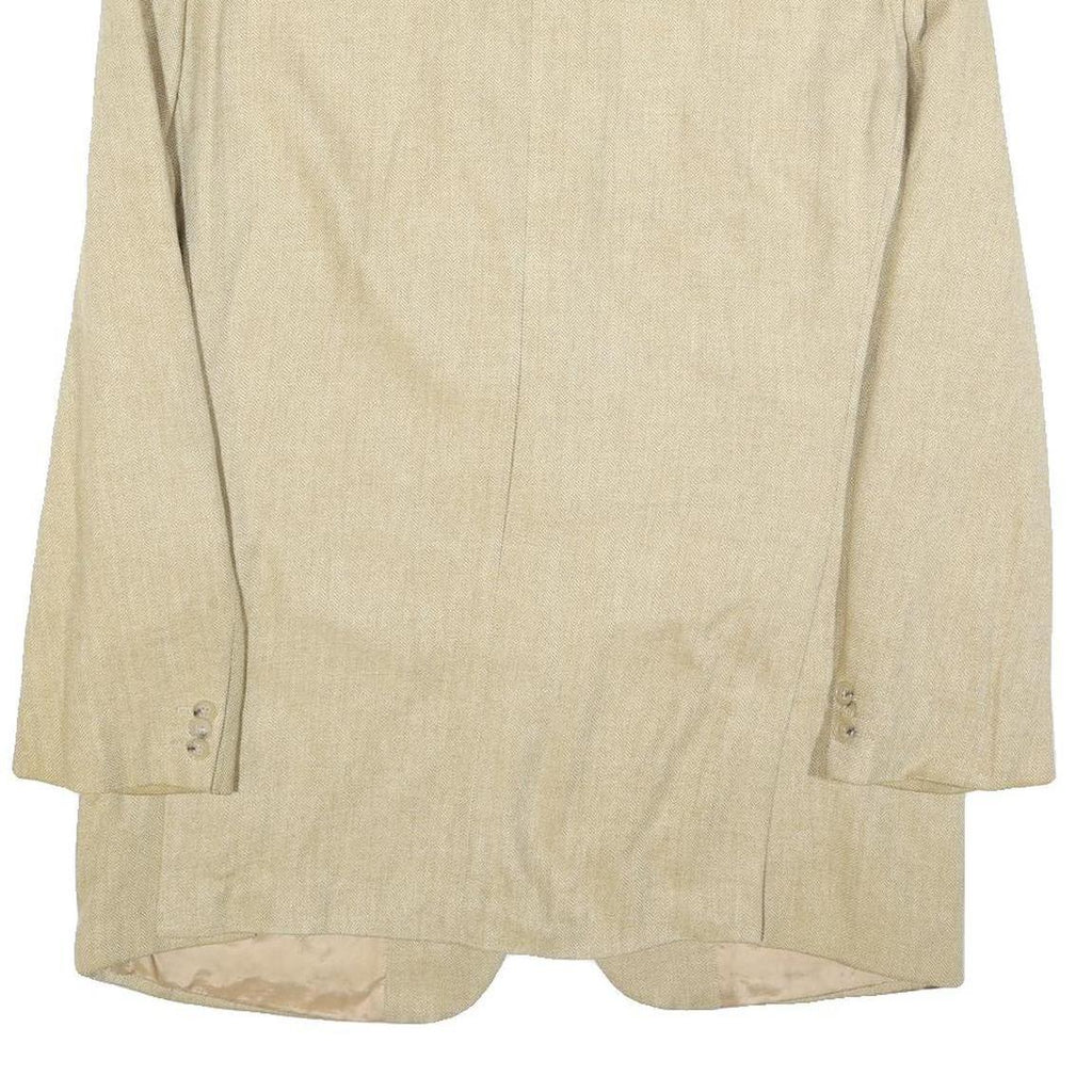 YVES SAINT LAURENT Mens Beige Silk Blend Tailored Button Jacket L Plain