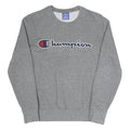 CHAMPION Womens Grey Cotton Blend Crew Neck Sweatshirt XS Classic Logo Pullover