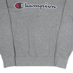 CHAMPION Womens Grey Cotton Blend Crew Neck Sweatshirt XS Classic Logo Pullover