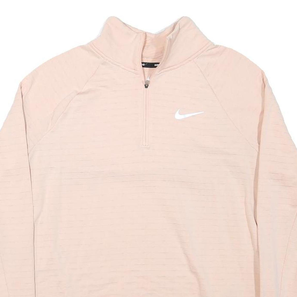 NIKE Womens Beige 1/4 Zip M Sweatshirt Lightweight Pullover Activewear