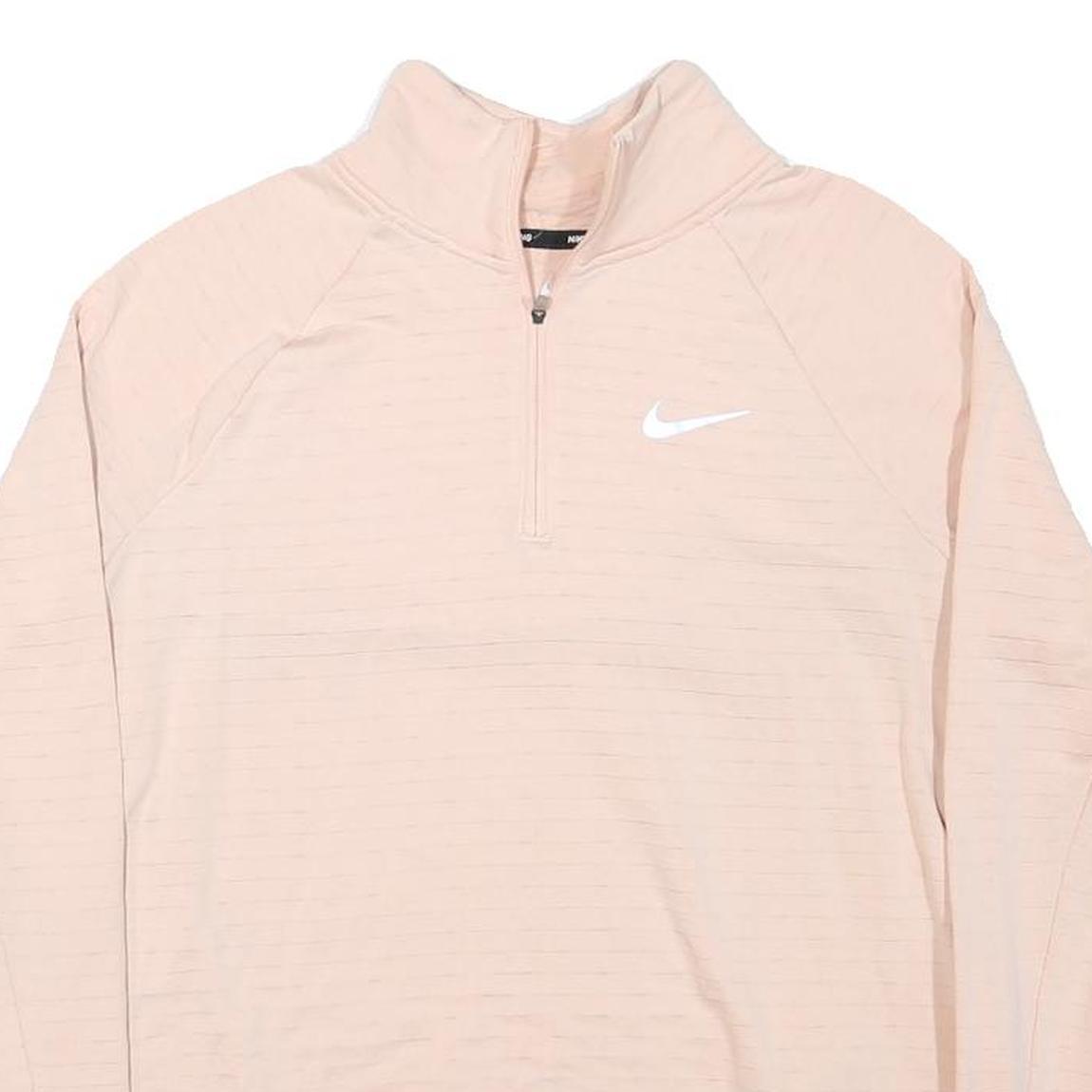 NIKE Womens Beige 1/4 Zip M Sweatshirt Lightweight Pullover Activewear