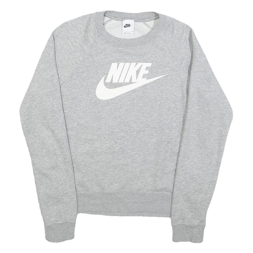 NIKE Womens Grey Crew Neck Sweatshirt S Cotton Pullover Comfort Casual