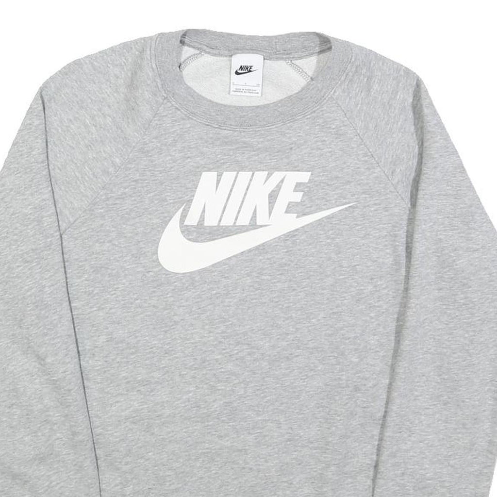 NIKE Womens Grey Crew Neck Sweatshirt S Cotton Pullover Comfort Casual