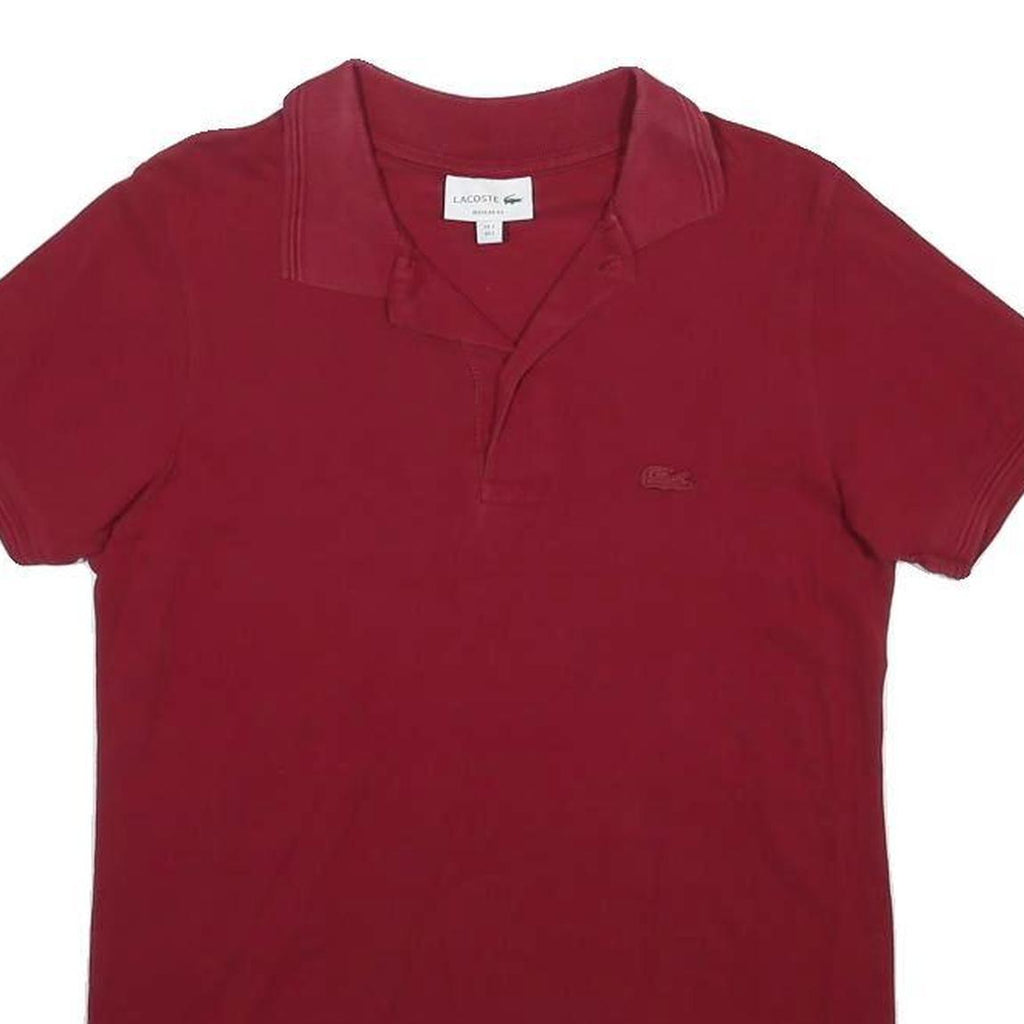 LACOSTE Mens Red Short Sleeve Plain Polo Shirt S Cotton Blend Casual