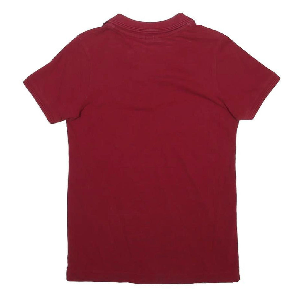 LACOSTE Mens Red Short Sleeve Plain Polo Shirt S Cotton Blend Casual