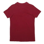 LACOSTE Mens Red Short Sleeve Plain Polo Shirt S Cotton Blend Casual