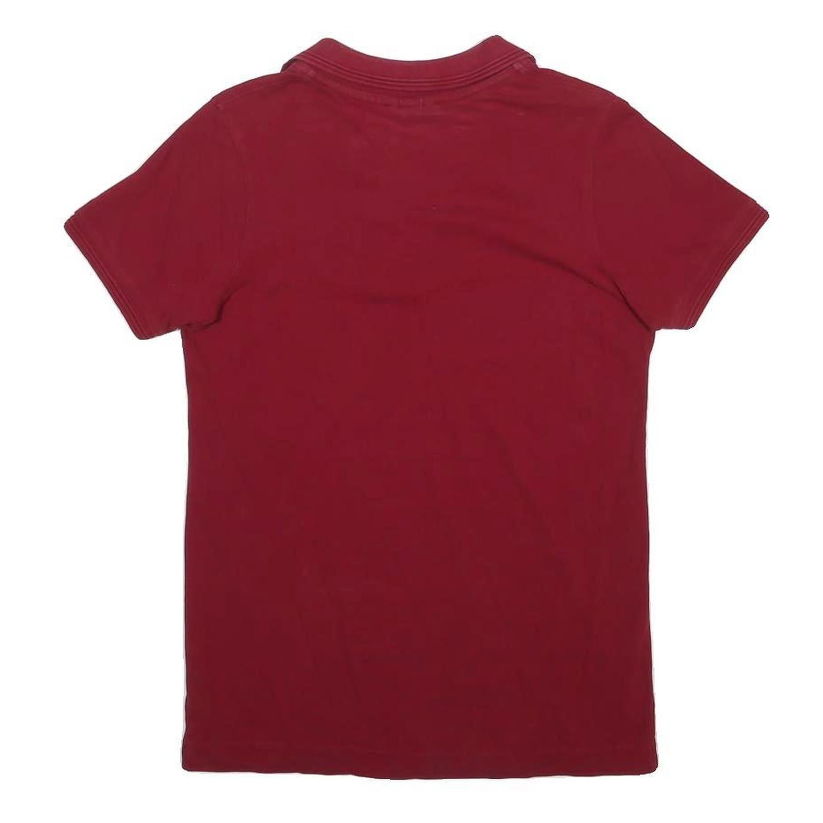 LACOSTE Mens Red Short Sleeve Plain Polo Shirt S Cotton Blend Casual