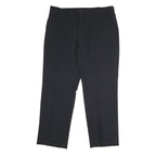Womens Black Cotton Regular Fit Straight Leg Trousers W36 L32 Classic Zip