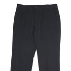 Womens Black Cotton Regular Fit Straight Leg Trousers W36 L32 Classic Zip