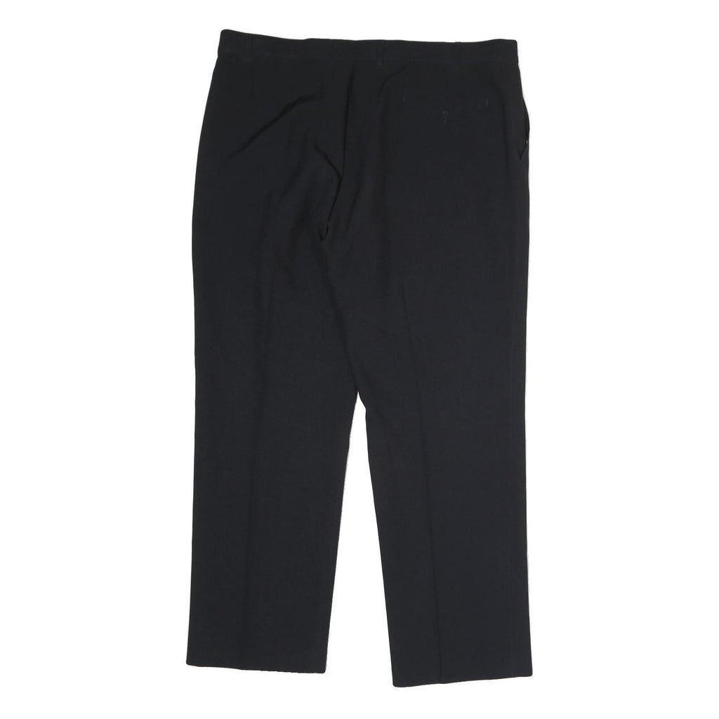 Womens Black Cotton Regular Fit Straight Leg Trousers W36 L32 Classic Zip