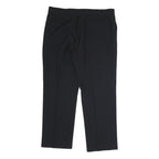 Womens Black Cotton Regular Fit Straight Leg Trousers W36 L32 Classic Zip