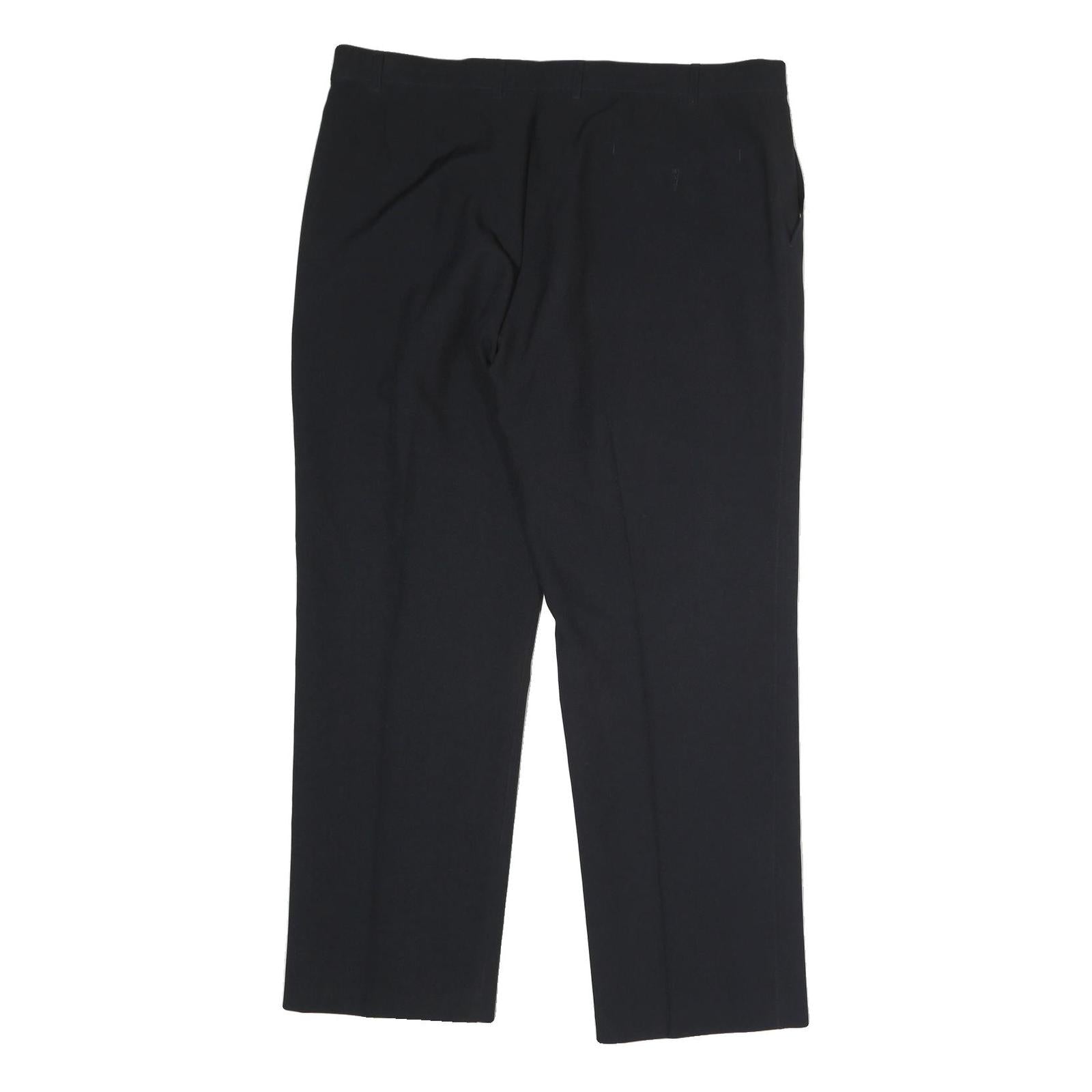 Womens Black Cotton Regular Fit Straight Leg Trousers W36 L32 Classic Zip