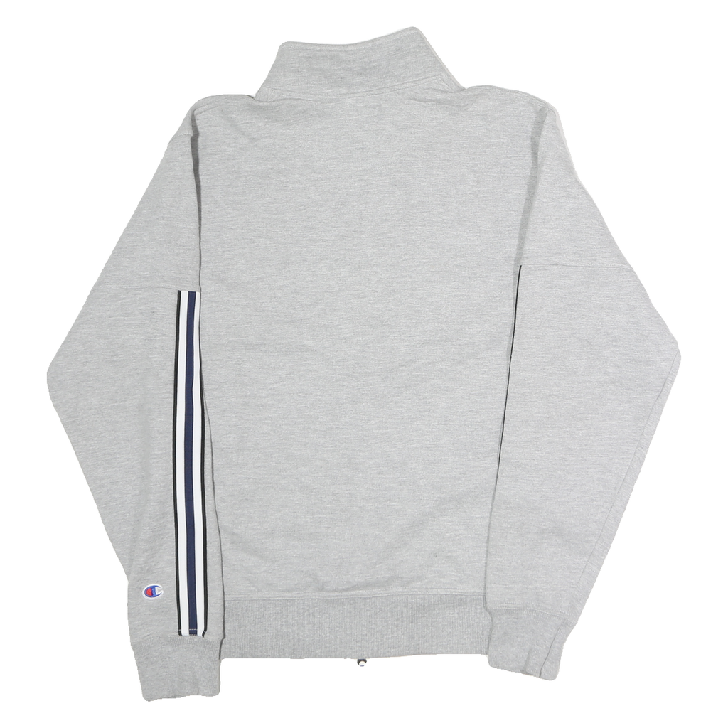 CHAMPION Mens Grey & Purple Zip Up Cotton Track Jacket S Striped Sleeve