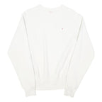 CHAMPION REVERSE WEAVE Mens White Crew Neck S Cotton Blend Logo Sweatshirt