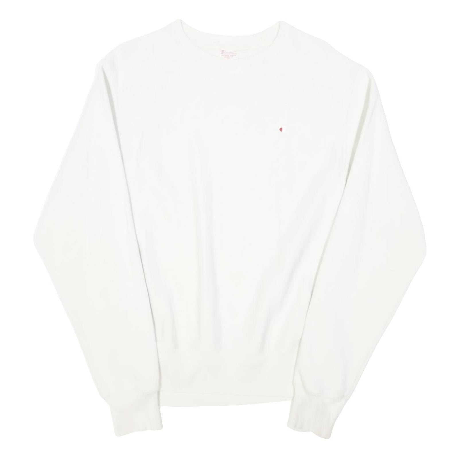 CHAMPION REVERSE WEAVE Mens White Crew Neck S Cotton Blend Logo Sweatshirt