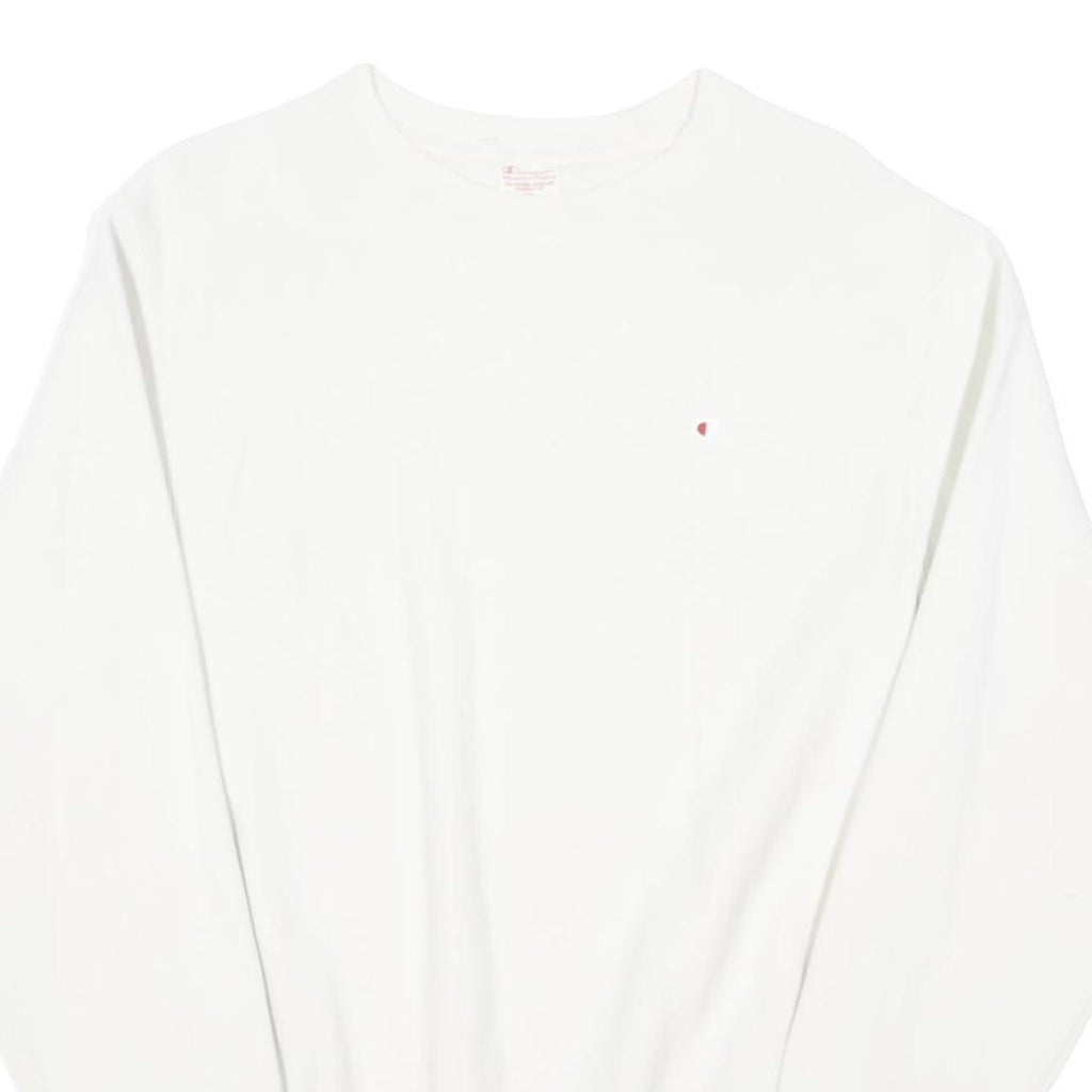 CHAMPION REVERSE WEAVE Mens White Crew Neck S Cotton Blend Logo Sweatshirt