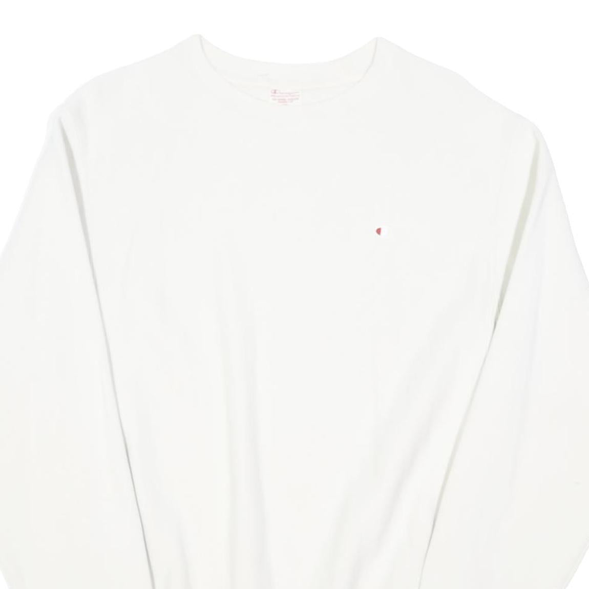 CHAMPION REVERSE WEAVE Mens White Crew Neck S Cotton Blend Logo Sweatshirt