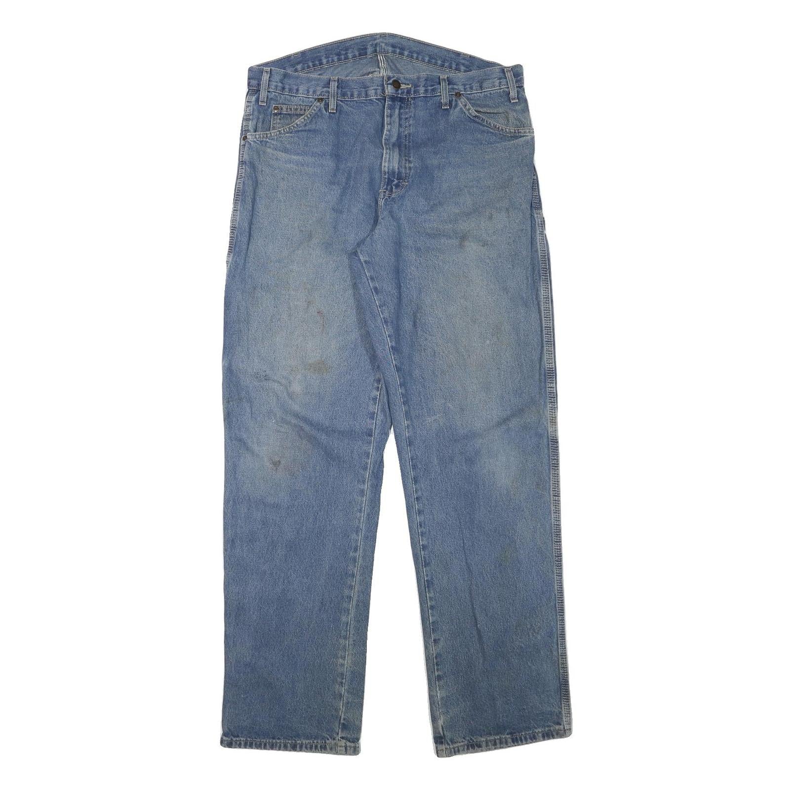 DICKIES Mens Jeans Blue Regular Straight Denim Medium W36 L34 Workwear