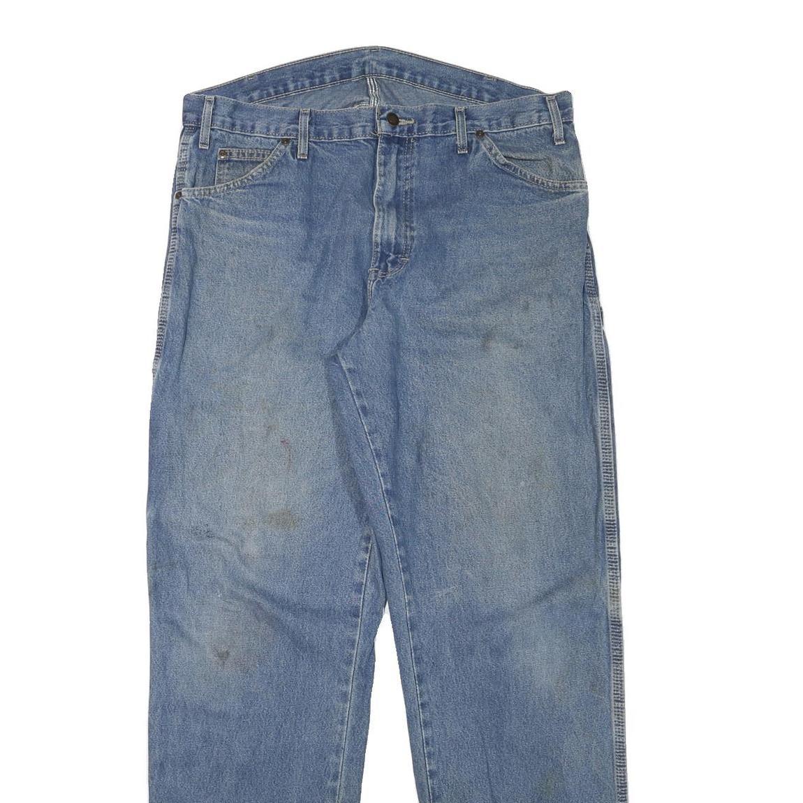 DICKIES Mens Jeans Blue Regular Straight Denim Medium W36 L34 Workwear