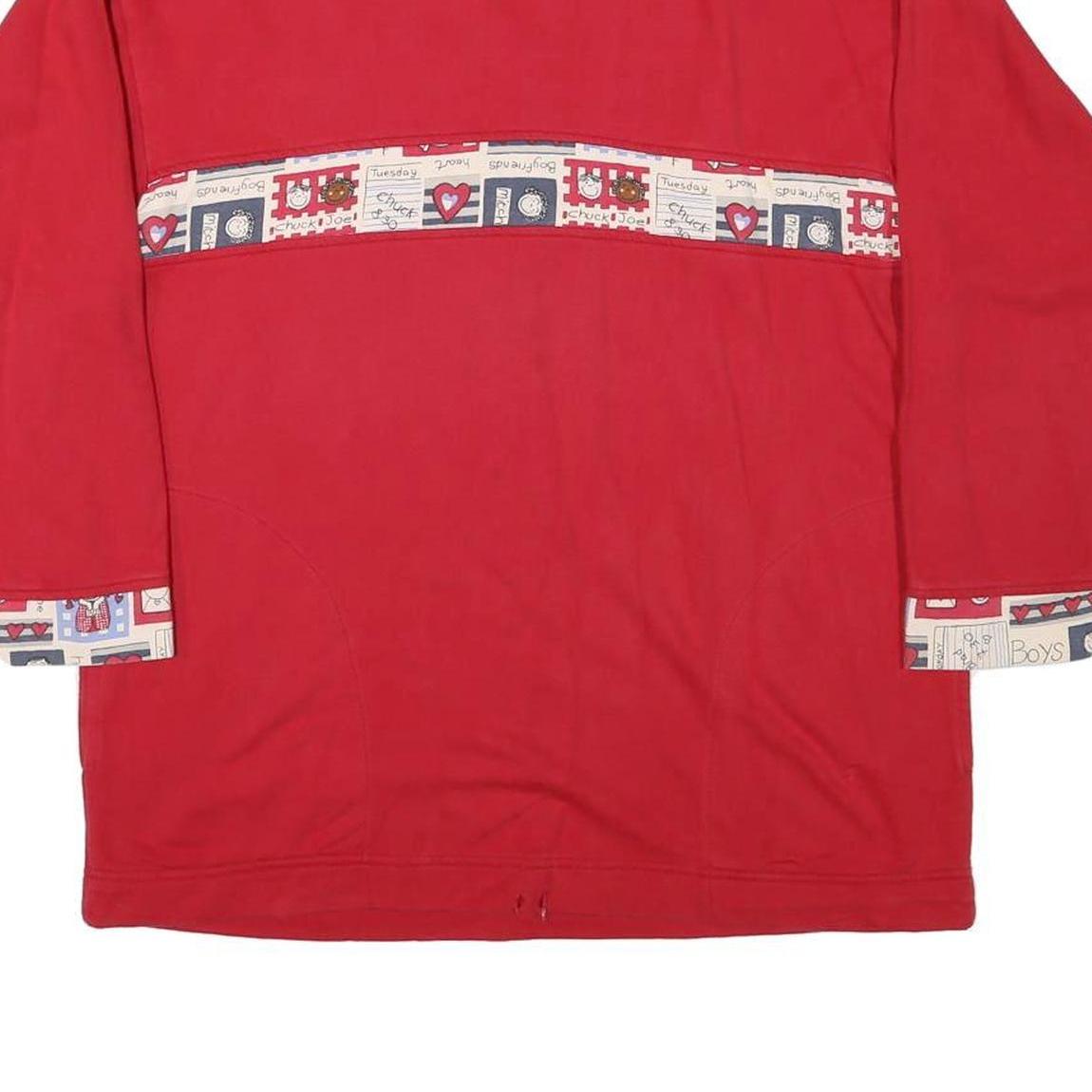 Mens Red Sweatshirt Cartoon Print Crew Neck M Casual Cotton Comfort