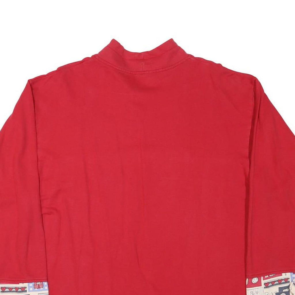 Mens Red Sweatshirt Cartoon Print Crew Neck M Casual Cotton Comfort