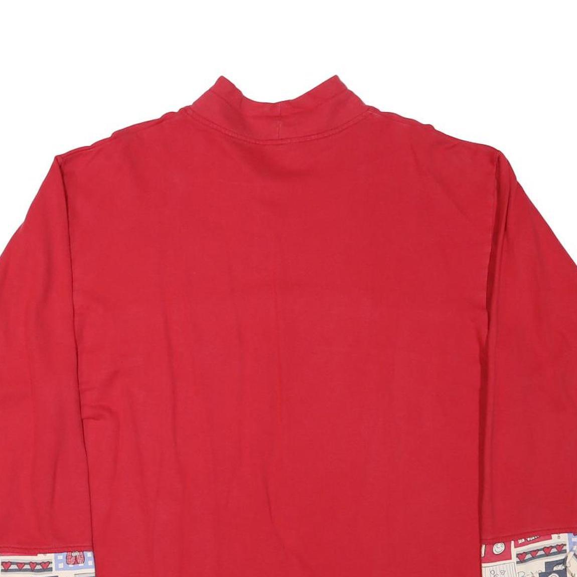 Mens Red Sweatshirt Cartoon Print Crew Neck M Casual Cotton Comfort